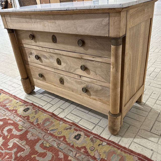 19th Century French Empire Style Bleached Commode With Marble Top For Sale - Image 10 of 11