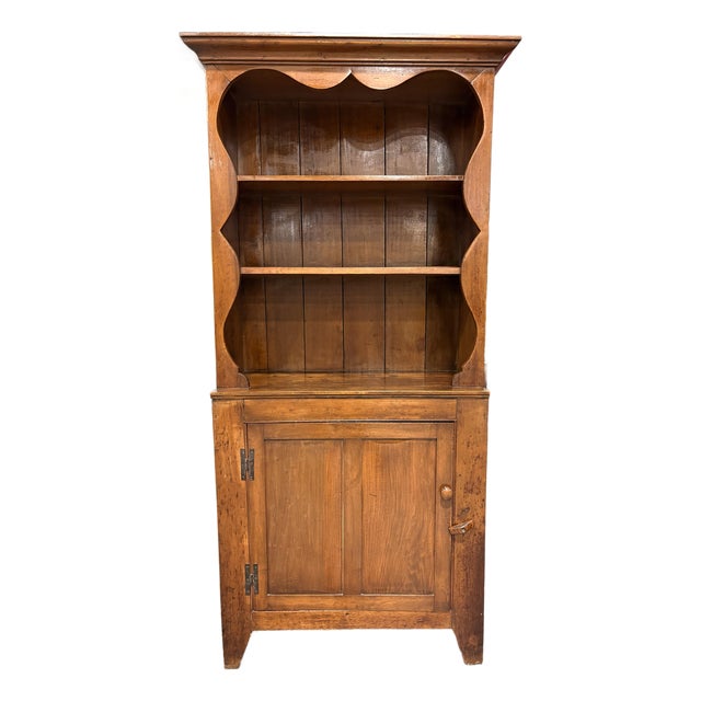Antique Rustic Handcrafted American Pine Hutch For Sale