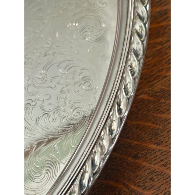Vintage 15.5” Wm Rogers Silver Plate Round Gallery Tray For Sale In New Orleans - Image 6 of 11