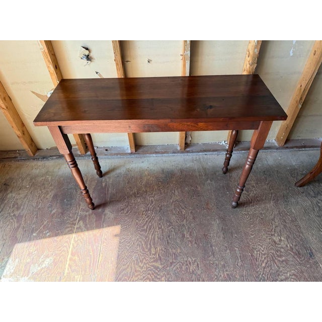 Farmhouse Vintage English French Country Style Narrow Top Console Table For Sale - Image 3 of 17