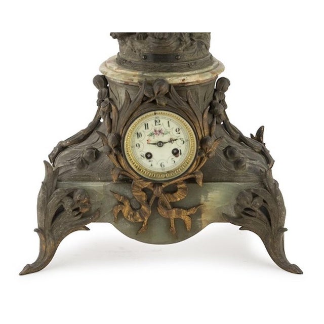 19th Century French Onyx and Antimony Clock For Sale - Image 3 of 5