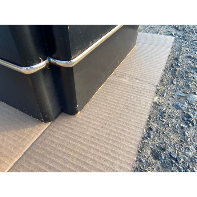 Coffee Postmodern Side End Coffee Table With Mirror Top & Black Lacquered Pedestal Base For Sale - Image 8 of 15