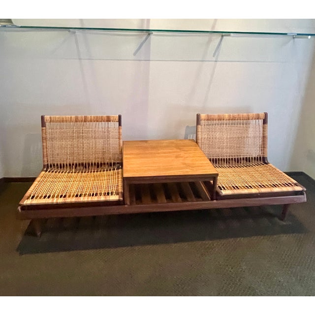 1960s Vintage Teak and Cane Modular Sofa in Attributed to Hans Olsen For Sale - Image 5 of 8