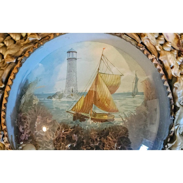 Traditional Edwardian Shellwork Valentine Diorama of a Sloop Under Sail For Sale - Image 3 of 10