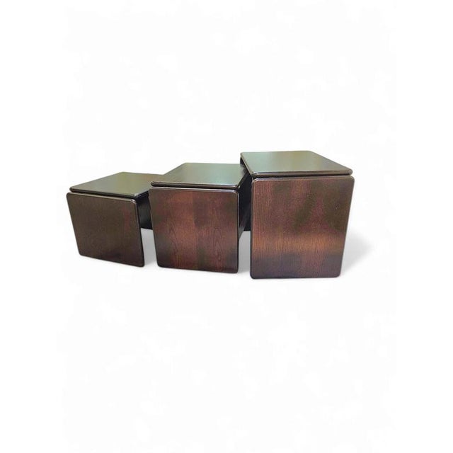 Italian Modern Ebonized Wood Nesting Tables, 1970s, Set of 3 For Sale - Image 4 of 6