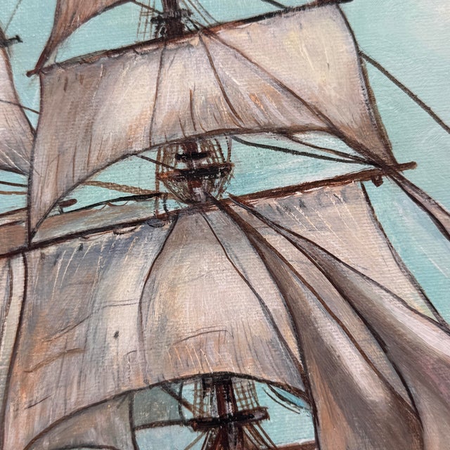 1980s Vintage Original Maritime Oil Painting - Uss Constitution “Old Ironsides” 1988 For Sale - Image 5 of 10