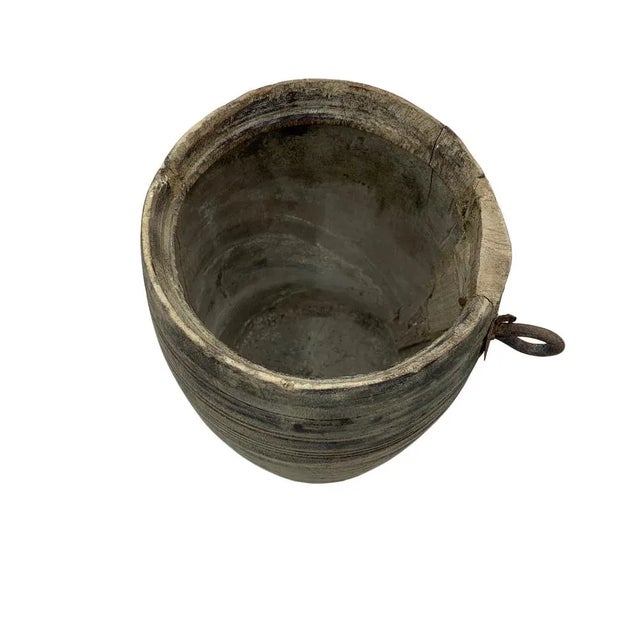 1950s Vintage Indian Wood Vessel For Sale - Image 5 of 5