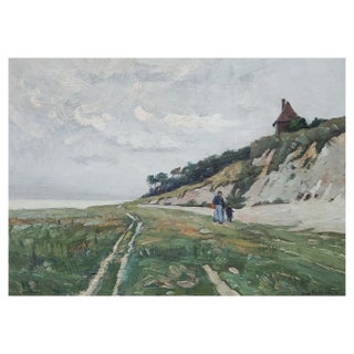 Elisa Berlincourt, Promenade en bord du lac, Oil on Canvas For Sale