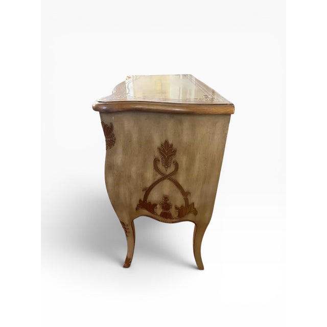 2000s Maitland Smith Attributed Louis XV Style Distressed Decorated Commode For Sale In Boston - Image 6 of 14