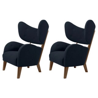 Set of Blue Raf Simons Vidar 3 Smoked Oak My Own Chair Lounge Chair by Lassen For Sale