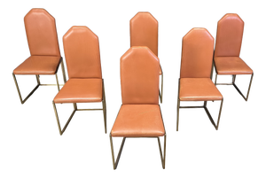 Vintage Brass Dining Chairs from Belgo Chrom, 1970s, Set of 6
