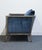 Blue Vanguard Furniture Contemporary Modern Channel Stitched Slate Blue Velvet Upholstered Accent Arm Chair For Sale - Image 8 of 9