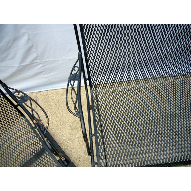 Metal Woodard Salterini Attributed Mt Vernon Patio Seating & Table Set, Loveseat Bench Cantilever For Sale - Image 7 of 7