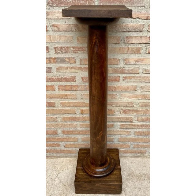 Brown Mid-Century French Pedestal Plant Holder in Walnut Wood, 1960s For Sale - Image 8 of 8