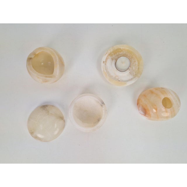Alabaster Ashtray, Candleholder and Tray, 1970s, Set of 3, in Flawless conditions. Designed 1970 to 1979
