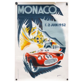 Monaco June 1-2, 1952 Poster by B. Minne, 1985 For Sale