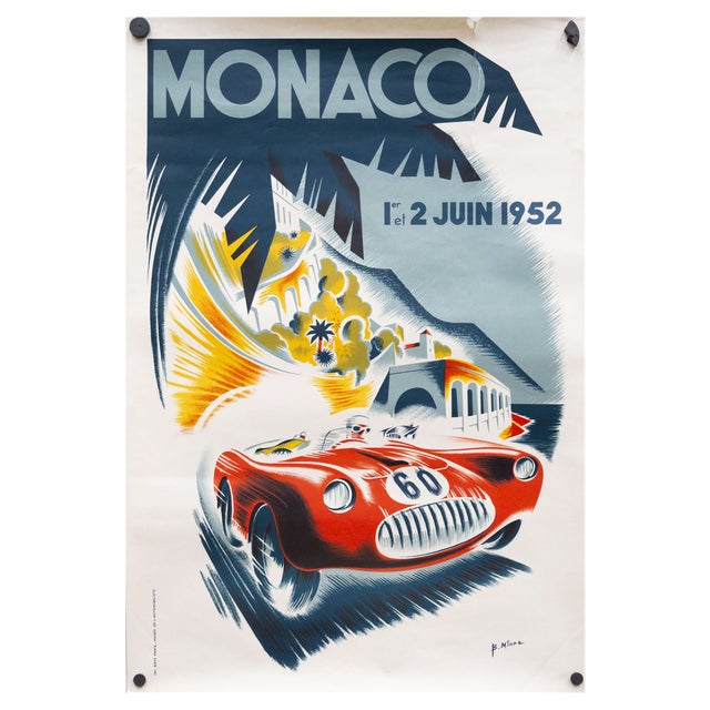 Monaco June 1-2, 1952 Poster by B. Minne, 1985 For Sale