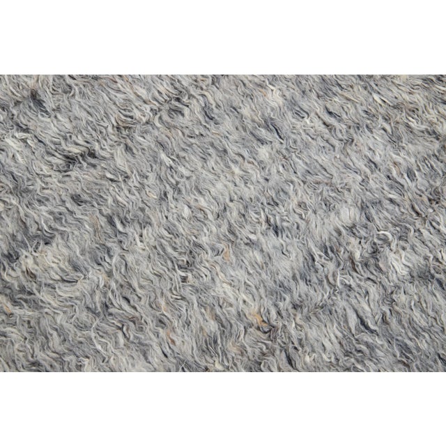 Moroccan Gray Modern Moroccan Style Shaggy Wool Area Rug For Sale - Image 3 of 7