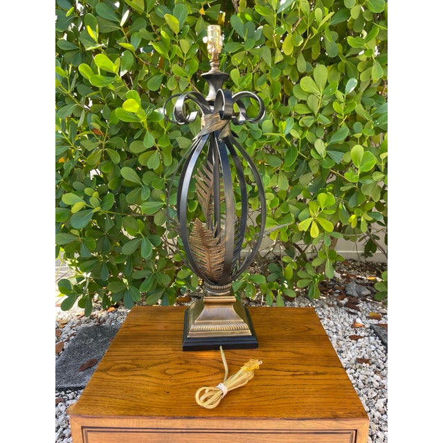 Black Vintage John-Richard Sculptural Fern Leaf Table Lamp For Sale - Image 8 of 12