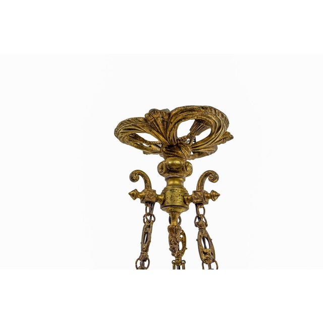 French Lustre Colored Alabaster Brass and Glass Ceiling Pendant, 1890s For Sale - Image 10 of 13