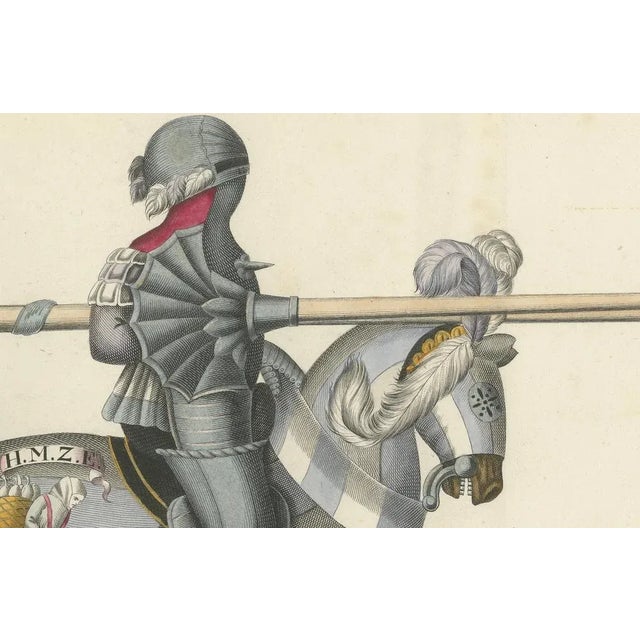 Heraldic Knights Charging in Contest, 1842, Paper For Sale - Image 4 of 8