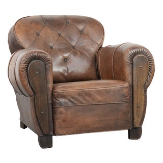 Antique Sheepskin and Wood Armchair For Sale