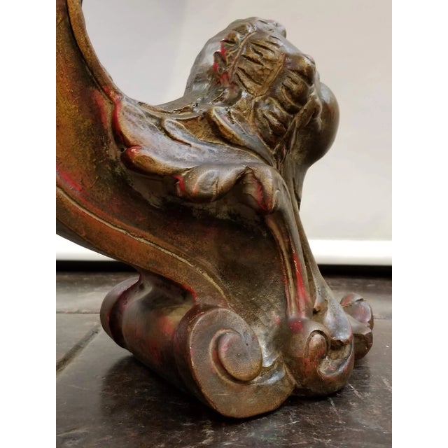 Baroque Antique Italian Baroque Carved SideTable With Putti Cherubs on Base and Verre Églomisé Top For Sale - Image 3 of 9