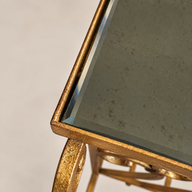 Mid 20th Century Mid-20th Century Hollywood Regency Gilt Metal Magazine Side Table With Mirrored Top For Sale - Image 5 of 7