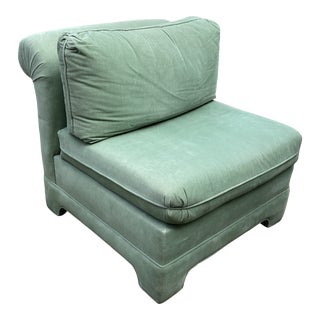 1980s Vintage Sea-foam Green Roll Back Chair For Sale