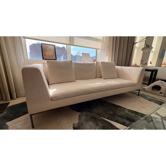White 1990s Charles Straight Sofa - Ice Rattier, Attributed For Sale - Image 8 of 8