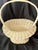 Hand Woven Vintage Uniquely Shaped Basket With Wood Bottom and Handle. For Sale - Image 14 of 14