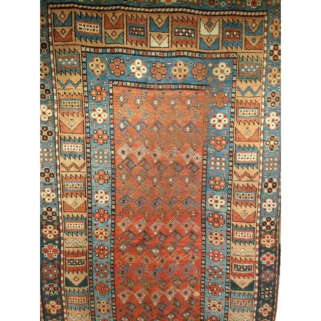 Terra Cotta 19th Century Persian Kurdish Wide Runner Rug, Hand-Knotted Wool, Allover Paisley Pattern, Terracotta & Blue, 4x12 For Sale - Image 8 of 15