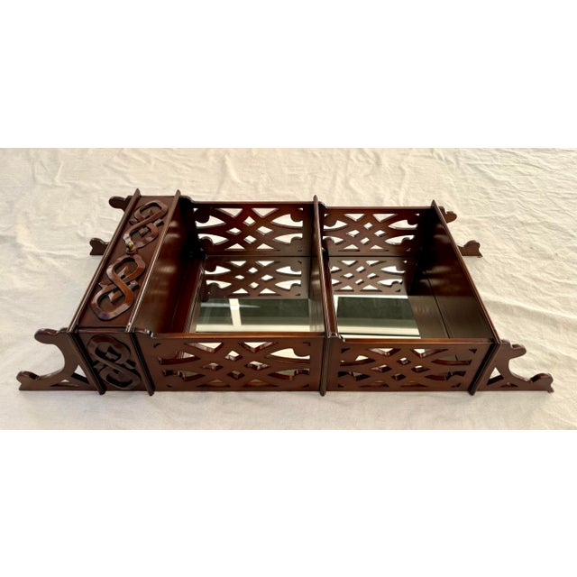 Wood Vintage Mahogany Wall-Mounted Étagère With Mirror Back and Drawer For Sale - Image 7 of 12
