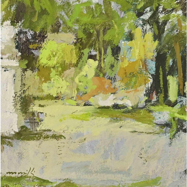 Modern Franco Marzilli, Ballerina in the Park, Oil Painting, 1970s For Sale - Image 3 of 5