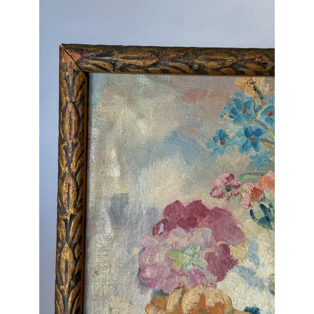 1964 Floral Still Life Painting on Canvas in Carved Frame, Signed For Sale - Image 9 of 11