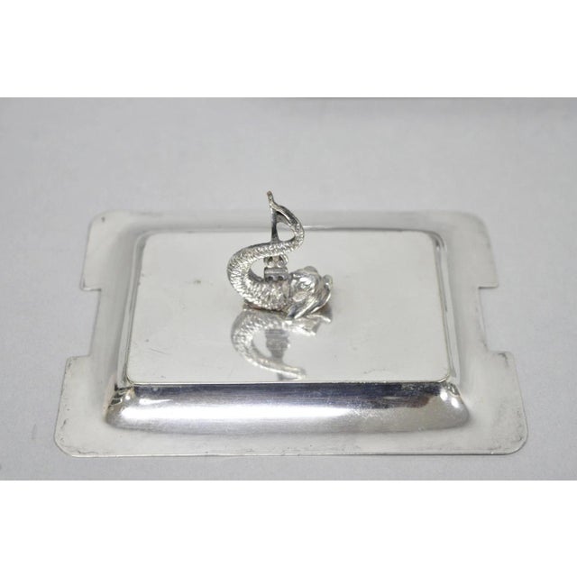 Antique English Regency Silver Plated Serpent Dolphin Desk Dish Note Holder For Sale - Image 11 of 13