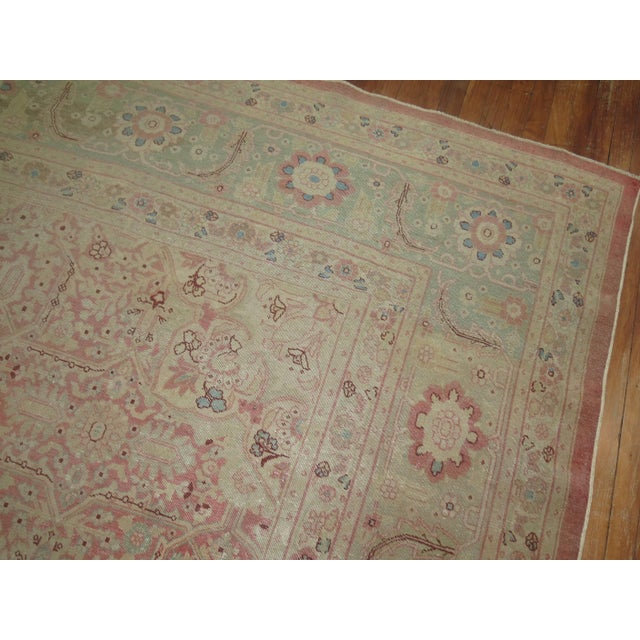 Early 20th Century Zabihi Collection Indian Amritsar Fine Pink Mint Green Rug - 11'2" x 14'2" For Sale - Image 10 of 10