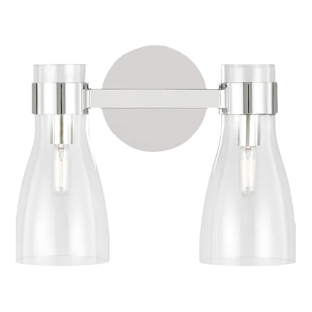 AERIN By Visual Comfort Studio Moritz 2-Light Vanity Sconce in Polished Nickel For Sale