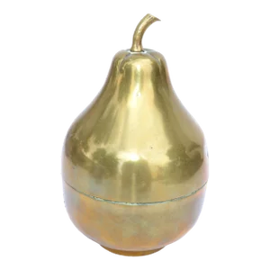 1930 Marked Brass & Silver Plate Pear Ice Bucket, Ice Cube Box, Fruit Sculpture