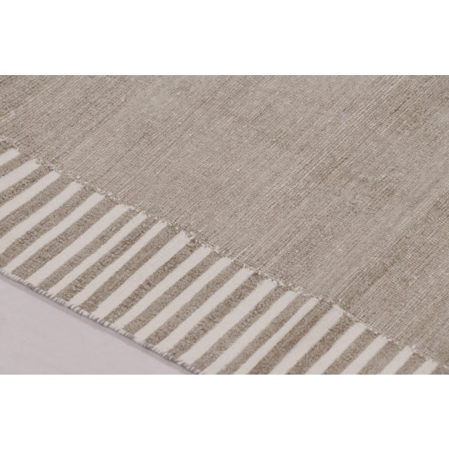 Rug & Kilim’s Indian Dhurrie Rug in Sand With Pinstripe Border For Sale In New York - Image 6 of 9