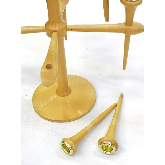 Scandinavian Wooden 9-Arm Candleholder, 1970s For Sale - Image 4 of 8