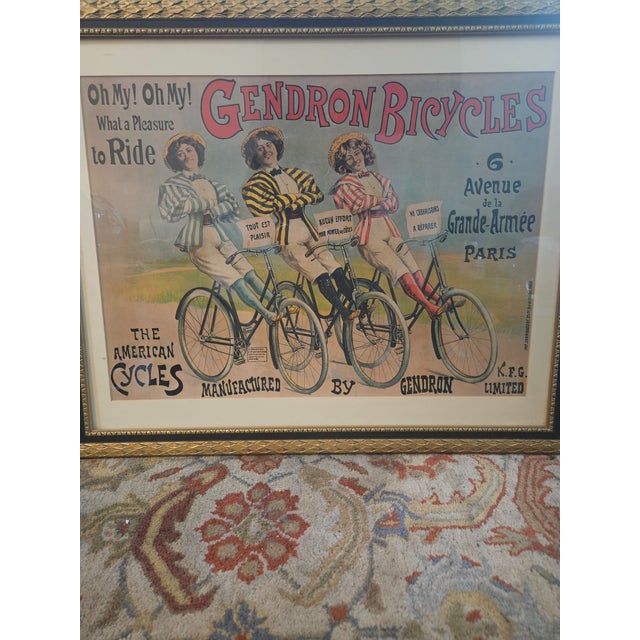 Vintage Gendron Bicycles Print 25x18 G Avenue De La Grande-Armee Paris American Cycles, Matted and Framed, 31w x 25h...
