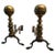 18thc American Chippendale Brass Cannonball Andiron Firedog Pair With Log Stops For Sale - Image 9 of 9