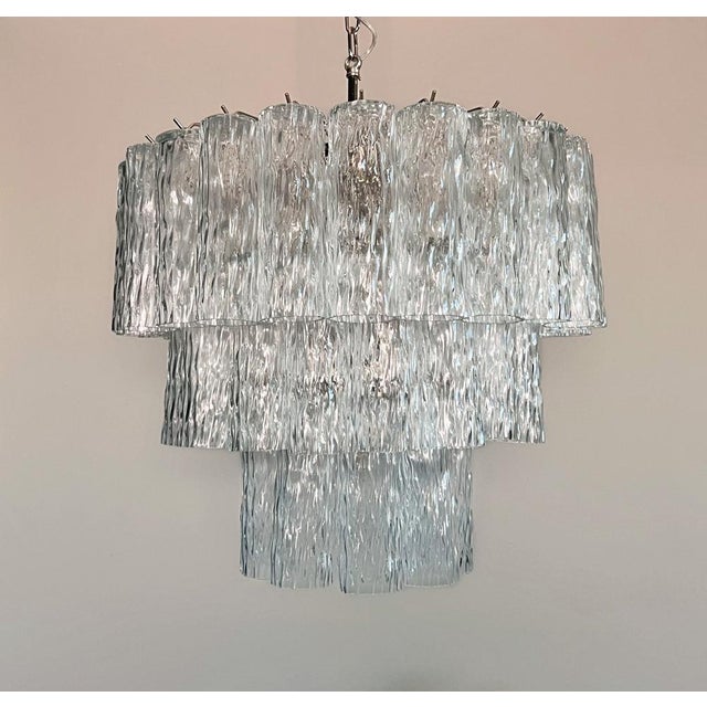 Large Three-Tier Murano Glass Tube Pendant Light from Venini, 1990s For Sale - Image 16 of 16
