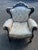 1980s Victorian Revival Sofa and Accent Chair, Ornate Carved Mahogany Frame, Floral Upholstery For Sale - Image 4 of 5