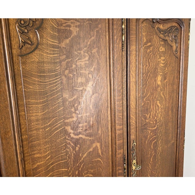 Vintage French Louis XVI Style Wardrobe in Oak For Sale - Image 11 of 13