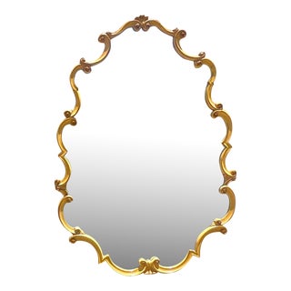 Vintage Regency Carved Scroll Mirror For Sale