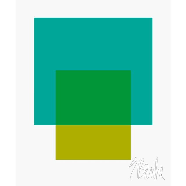 The Interaction of Teal and Green Fine Art Print 25" X 30" by Liz Roache For Sale