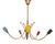 Vintage 5-Arm Sputnik Chandelier in Brass and Multicoloured Ceramic, United Kingdom, 1950s For Sale