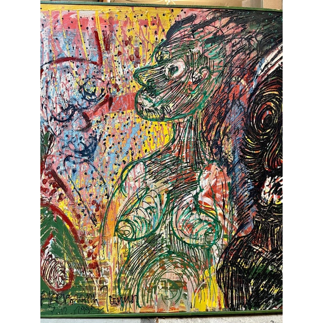 Janusz Akermann, Large Figurative Neo Expressionist Polish Oil Painting Janusz Akermann Brutalist, 1990 For Sale - Image 10 of 13